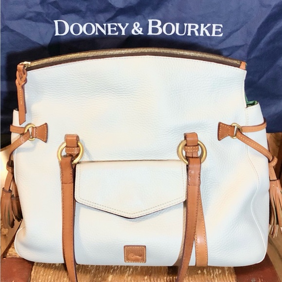 🌹🍃Dooney & Bourke White Leather Florentine Shopper Large Satchel~Shoulder Purse - Picture 3 of 14